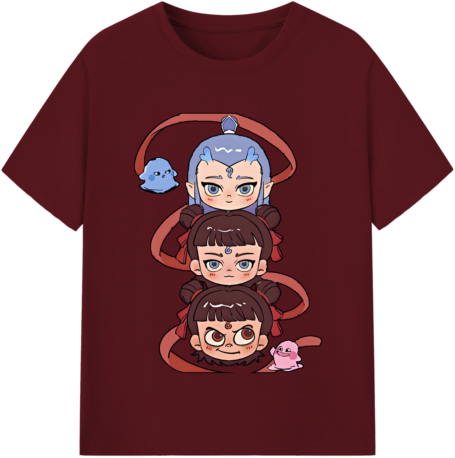 （画像用） Ne Zha 2 ナタ 魔童の大暴れ 綿100％半袖Tシャツ（フロントプリント）